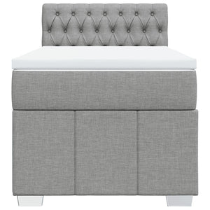 Κρεβάτι Boxspring με Στρώμα Ανοιχτό Γκρι 90x190 εκ. Υφασμάτινο - Pakobazaar