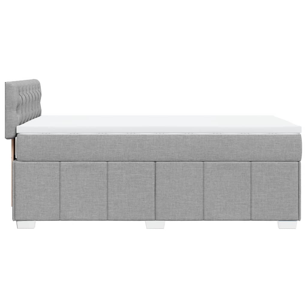 Κρεβάτι Boxspring με Στρώμα Ανοιχτό Γκρι 90x190 εκ. Υφασμάτινο - Pakobazaar