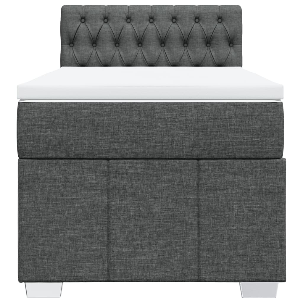 Κρεβάτι Boxspring με Στρώμα Σκούρο Γκρι 90x190 εκ. Υφασμάτινο