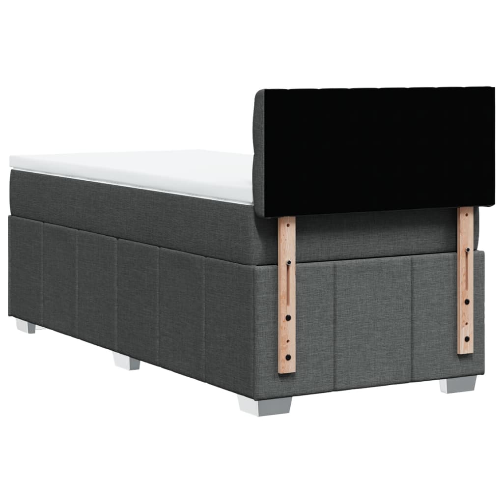 Κρεβάτι Boxspring με Στρώμα Σκούρο Γκρι 90x190 εκ. Υφασμάτινο