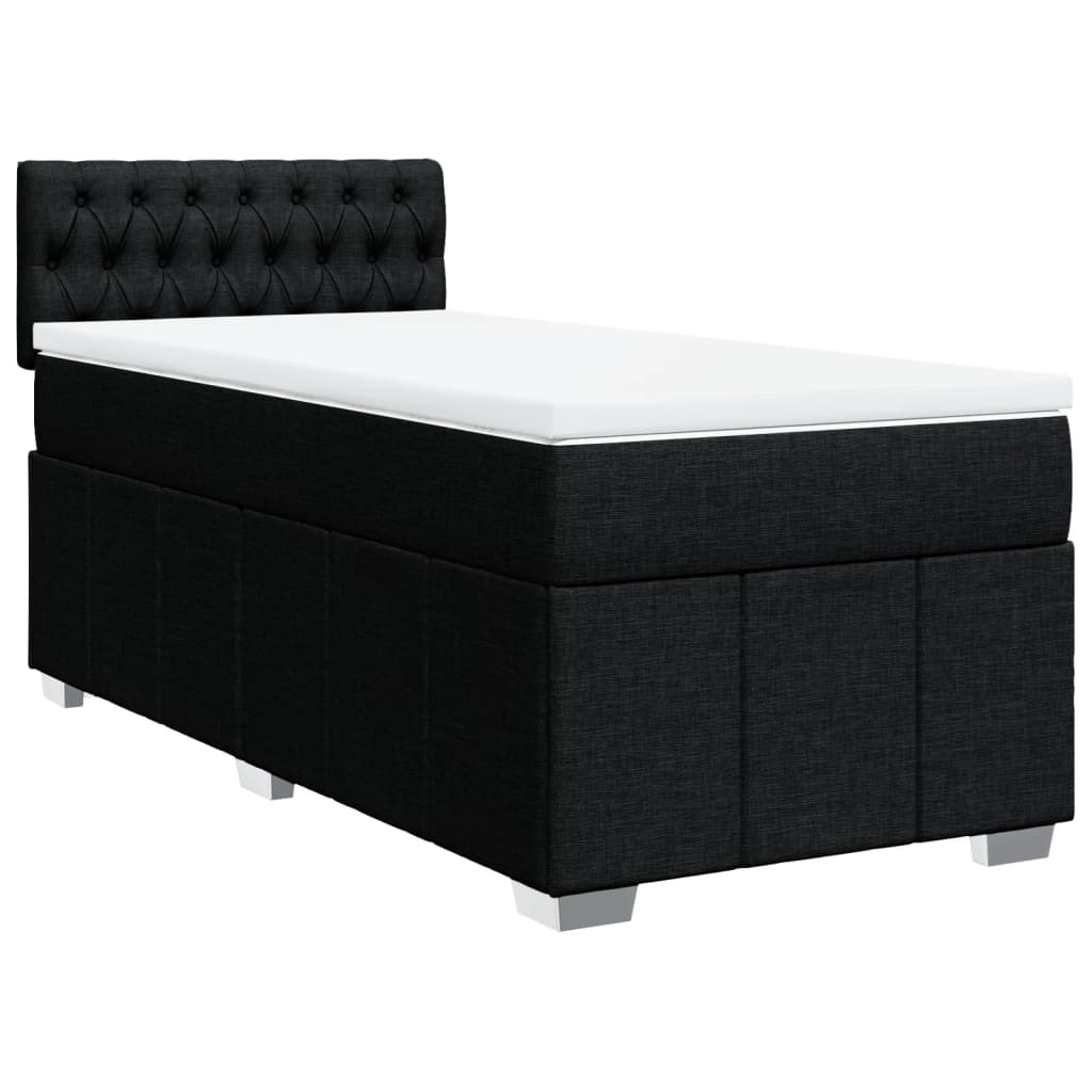 Κρεβάτι Boxspring με Στρώμα Μαύρο 90x190 εκ.Υφασμάτινο