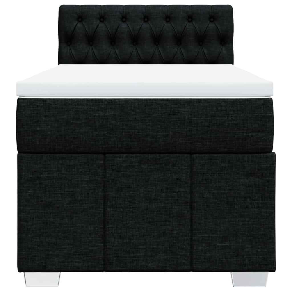 Κρεβάτι Boxspring με Στρώμα Μαύρο 90x190 εκ.Υφασμάτινο
