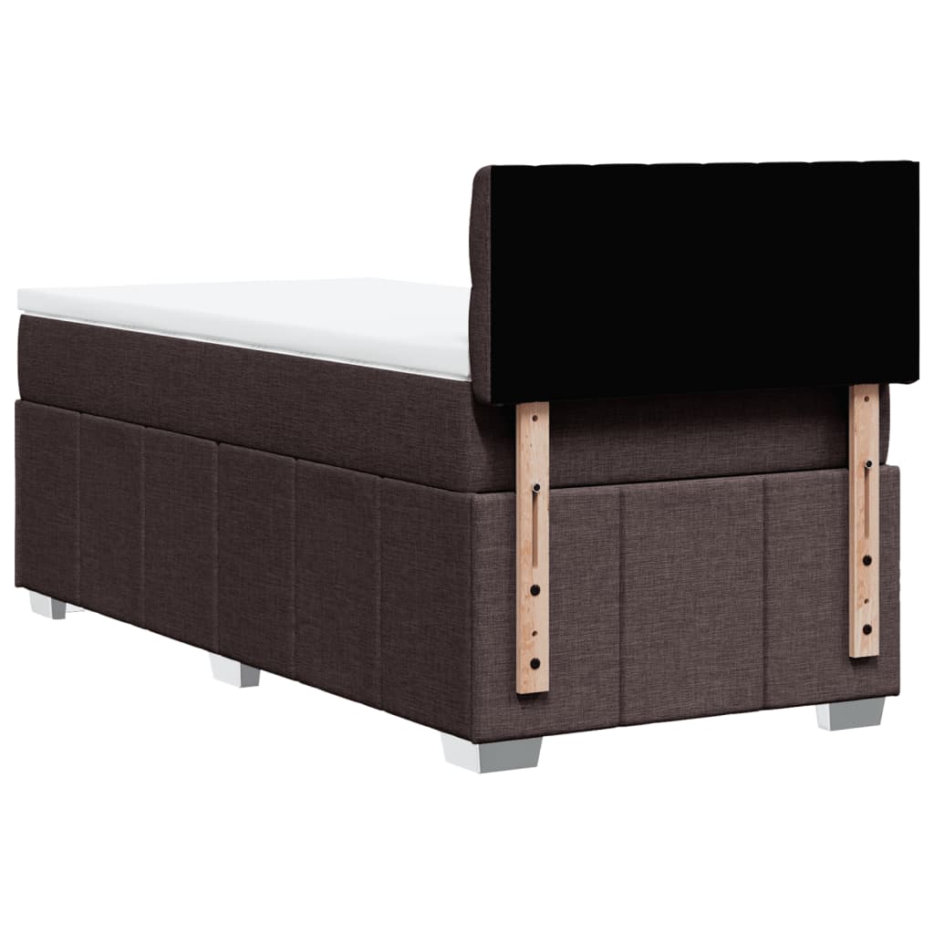 Κρεβάτι Boxspring με Στρώμα Σκούρο Καφέ 90x190 εκ. Υφασμάτινο
