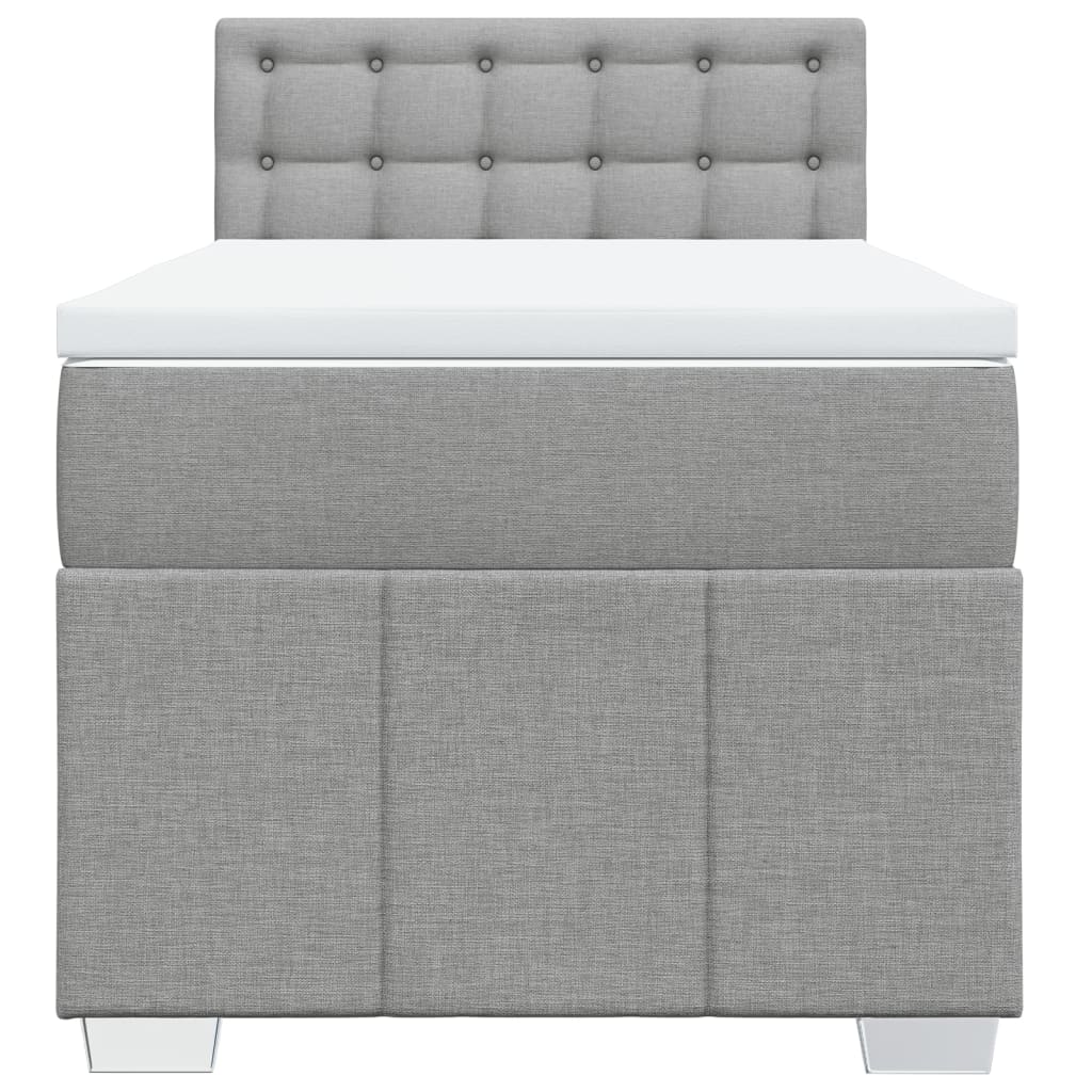 Κρεβάτι Boxspring με Στρώμα Ανοιχτό Γκρι 90x190 εκ. Υφασμάτινο - Pakobazaar