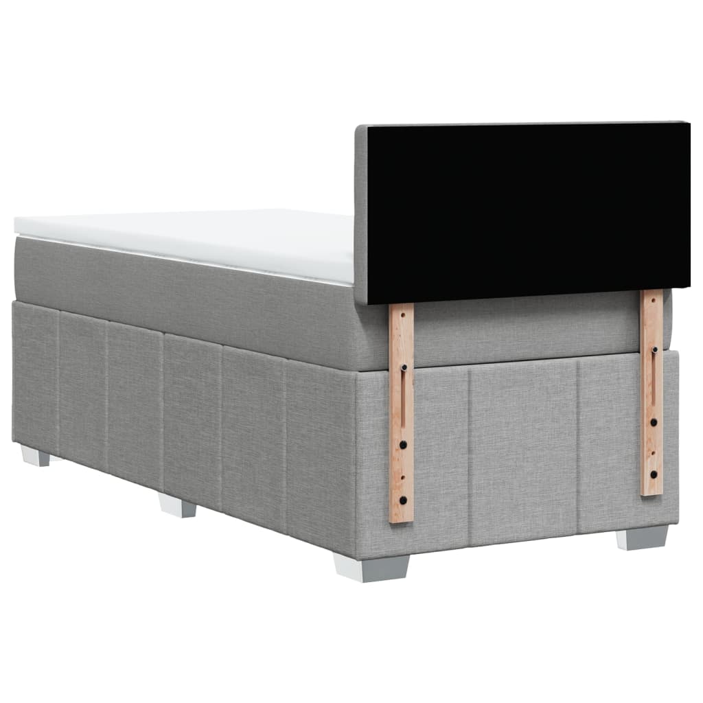 Κρεβάτι Boxspring με Στρώμα Ανοιχτό Γκρι 90x190 εκ. Υφασμάτινο - Pakobazaar