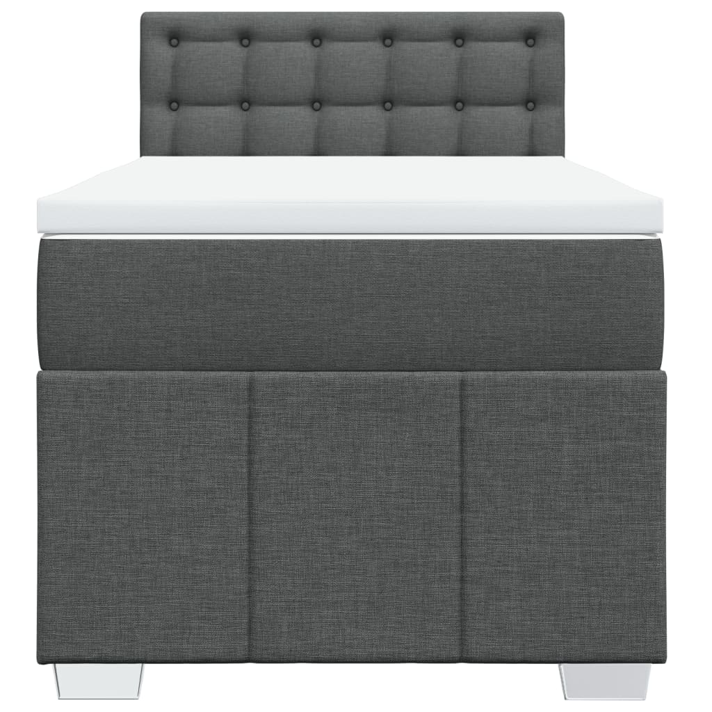 Κρεβάτι Boxspring με Στρώμα Σκούρο Γκρι 90x190 εκ. Υφασμάτινο - Pakobazaar