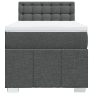 Κρεβάτι Boxspring με Στρώμα Σκούρο Γκρι 90x190 εκ. Υφασμάτινο - Pakobazaar