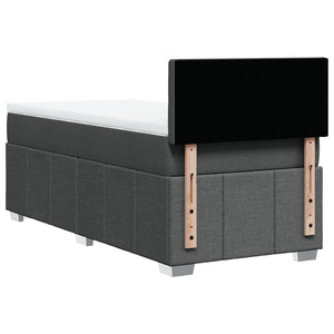 Κρεβάτι Boxspring με Στρώμα Σκούρο Γκρι 90x190 εκ. Υφασμάτινο - Pakobazaar