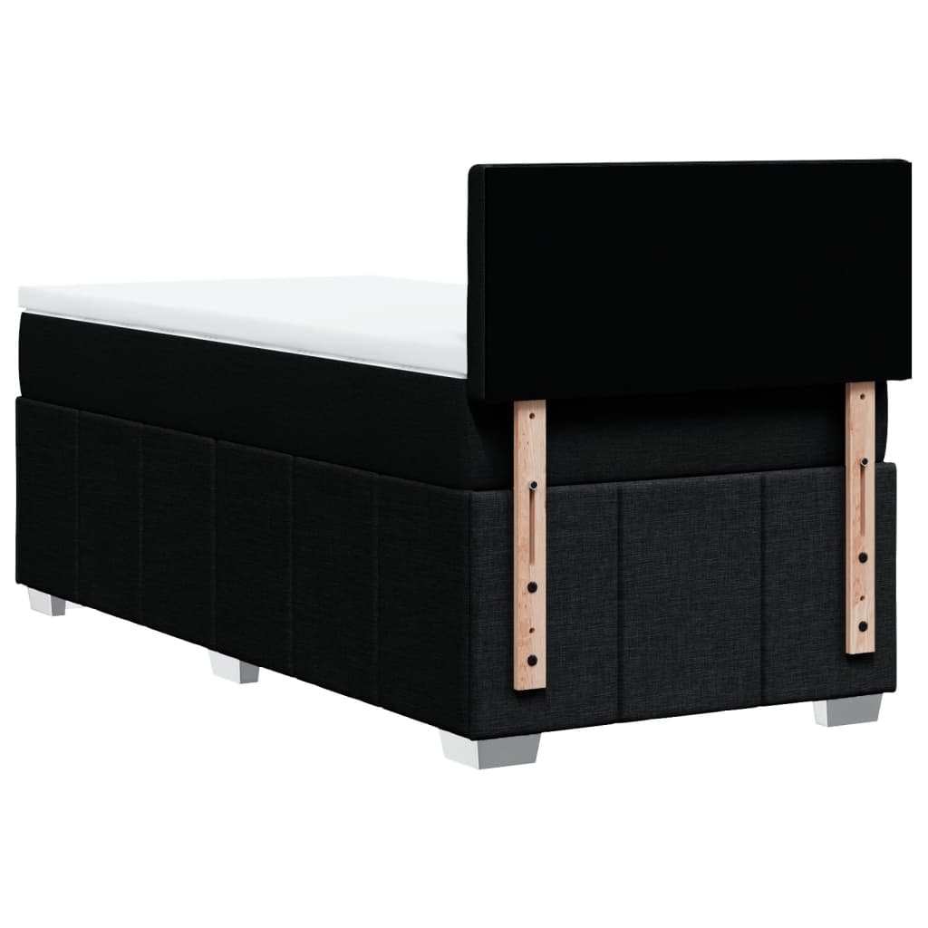 Κρεβάτι Boxspring με Στρώμα Μαύρο 90x190 εκ.Υφασμάτινο - Pakobazaar
