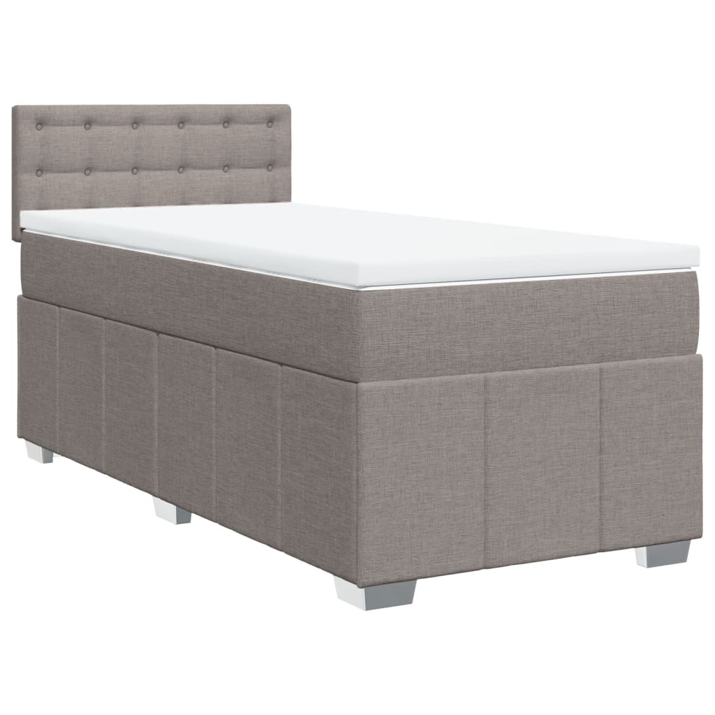 Κρεβάτι Boxspring με Στρώμα Taupe 90x190 εκ.Υφασμάτινο - Pakobazaar