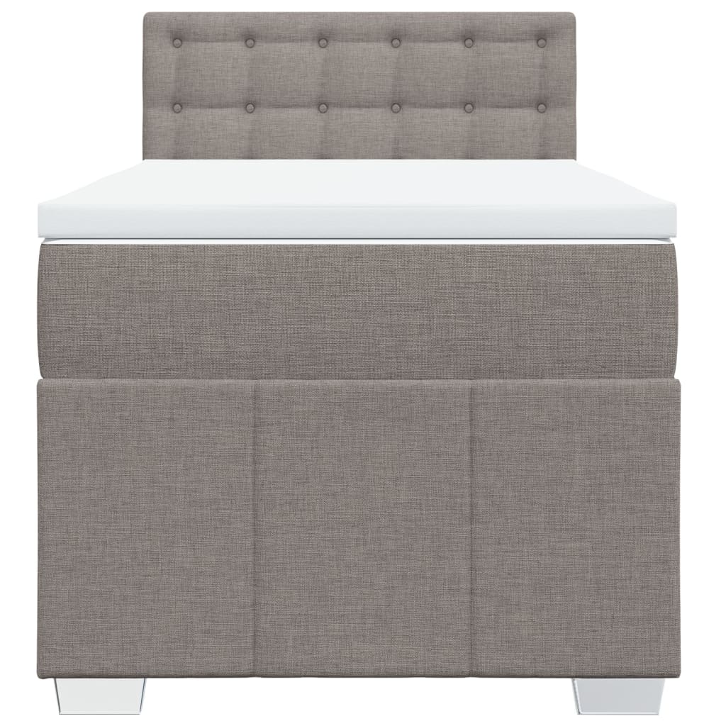 Κρεβάτι Boxspring με Στρώμα Taupe 90x190 εκ.Υφασμάτινο - Pakobazaar