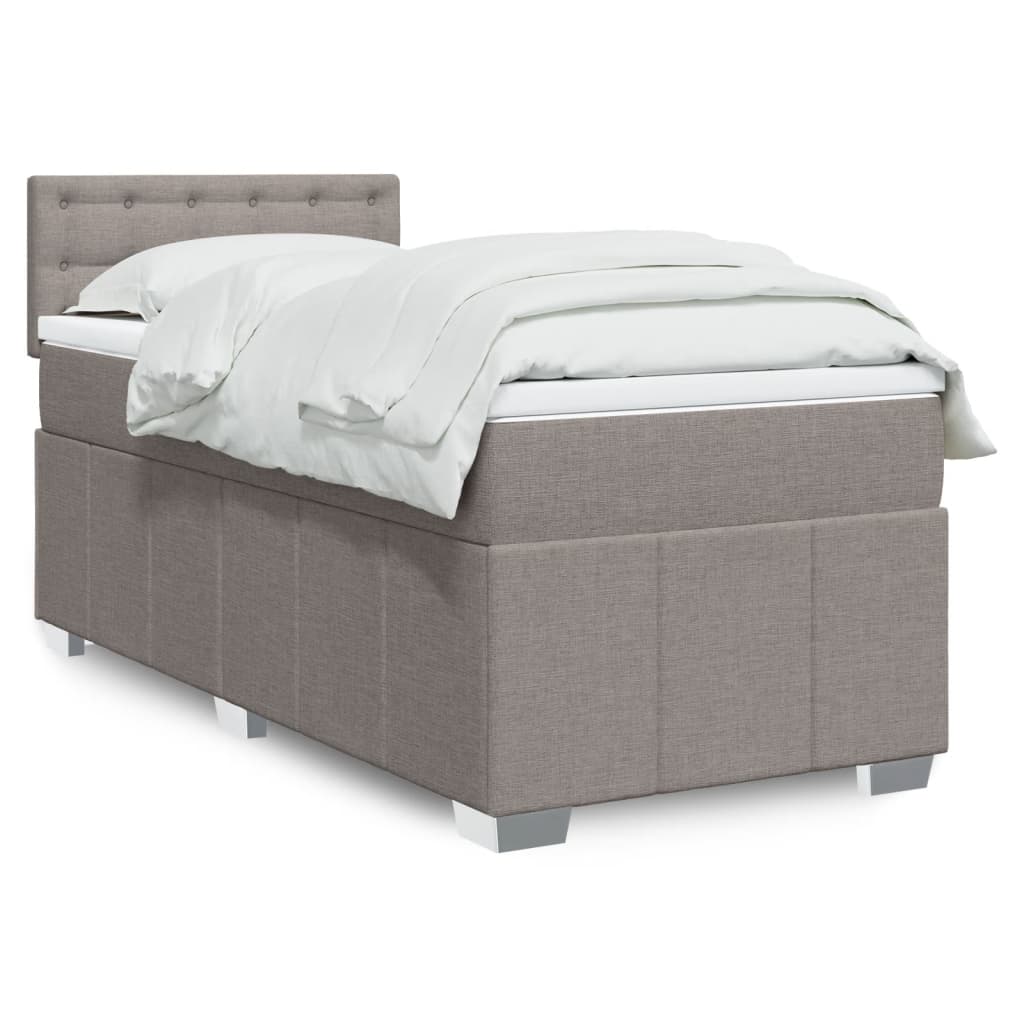 Κρεβάτι Boxspring με Στρώμα Taupe 90x190 εκ.Υφασμάτινο - Pakobazaar