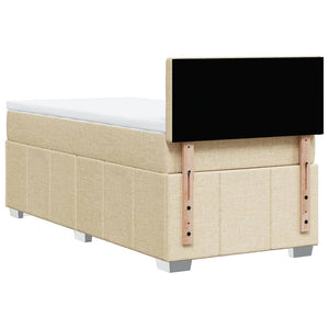 Κρεβάτι Boxspring με Στρώμα Κρεμ 90x190 εκ.Υφασμάτινο - Pakobazaar