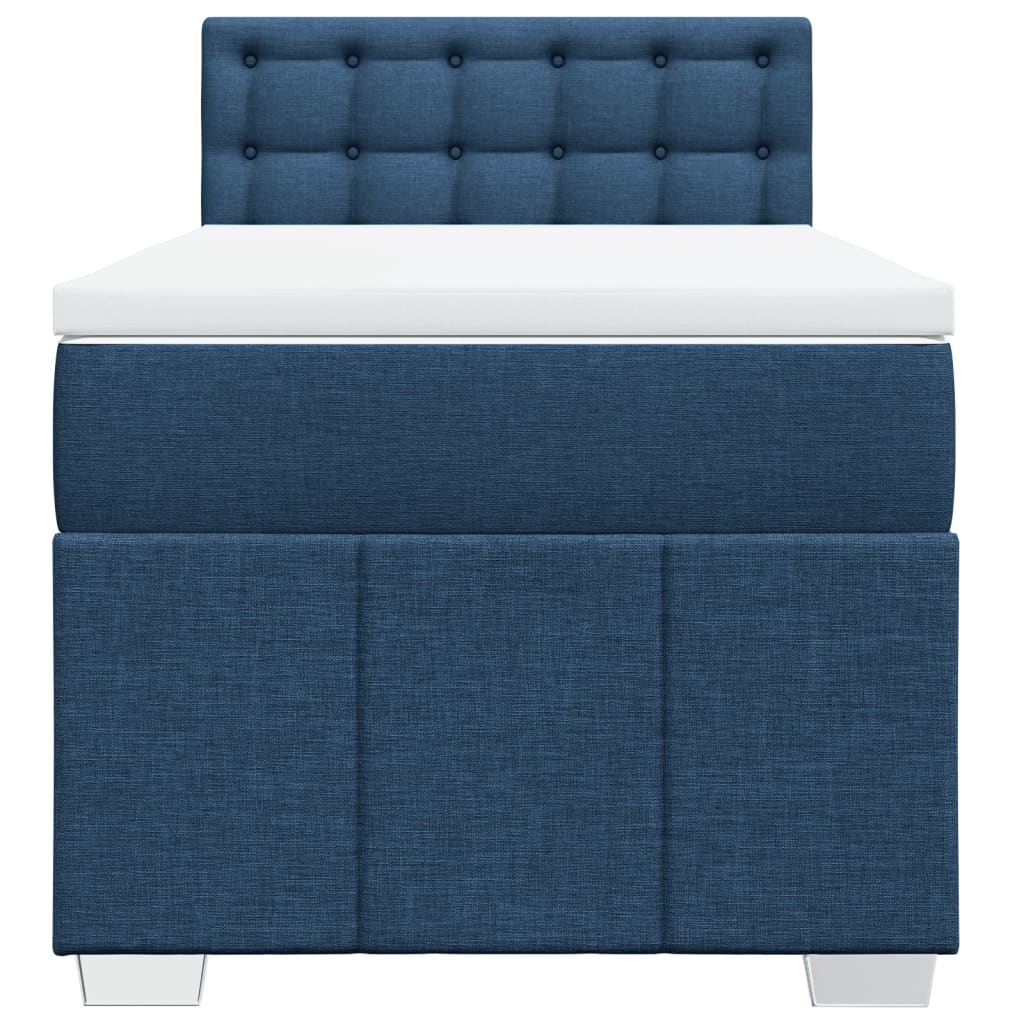 Κρεβάτι Boxspring με Στρώμα Μπλε 90x190 εκ.Υφασμάτινο
