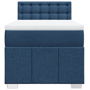 Κρεβάτι Boxspring με Στρώμα Μπλε 90x190 εκ.Υφασμάτινο