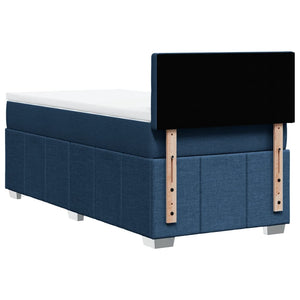 Κρεβάτι Boxspring με Στρώμα Μπλε 90x190 εκ.Υφασμάτινο
