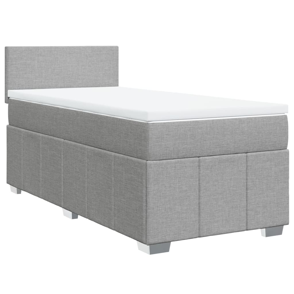 Κρεβάτι Boxspring με Στρώμα Ανοιχτό Γκρι 90x200 εκ. Υφασμάτινο - Pakobazaar