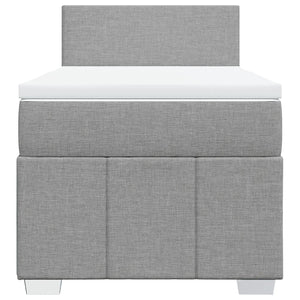 Κρεβάτι Boxspring με Στρώμα Ανοιχτό Γκρι 90x200 εκ. Υφασμάτινο - Pakobazaar