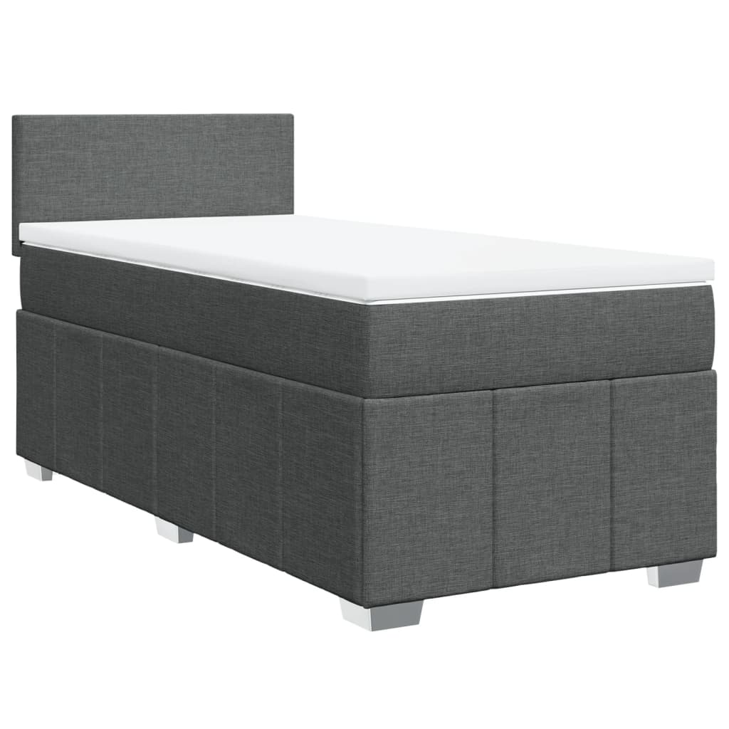 Κρεβάτι Boxspring με Στρώμα Σκούρο Γκρι 90x200 εκ. Υφασμάτινο - Pakobazaar