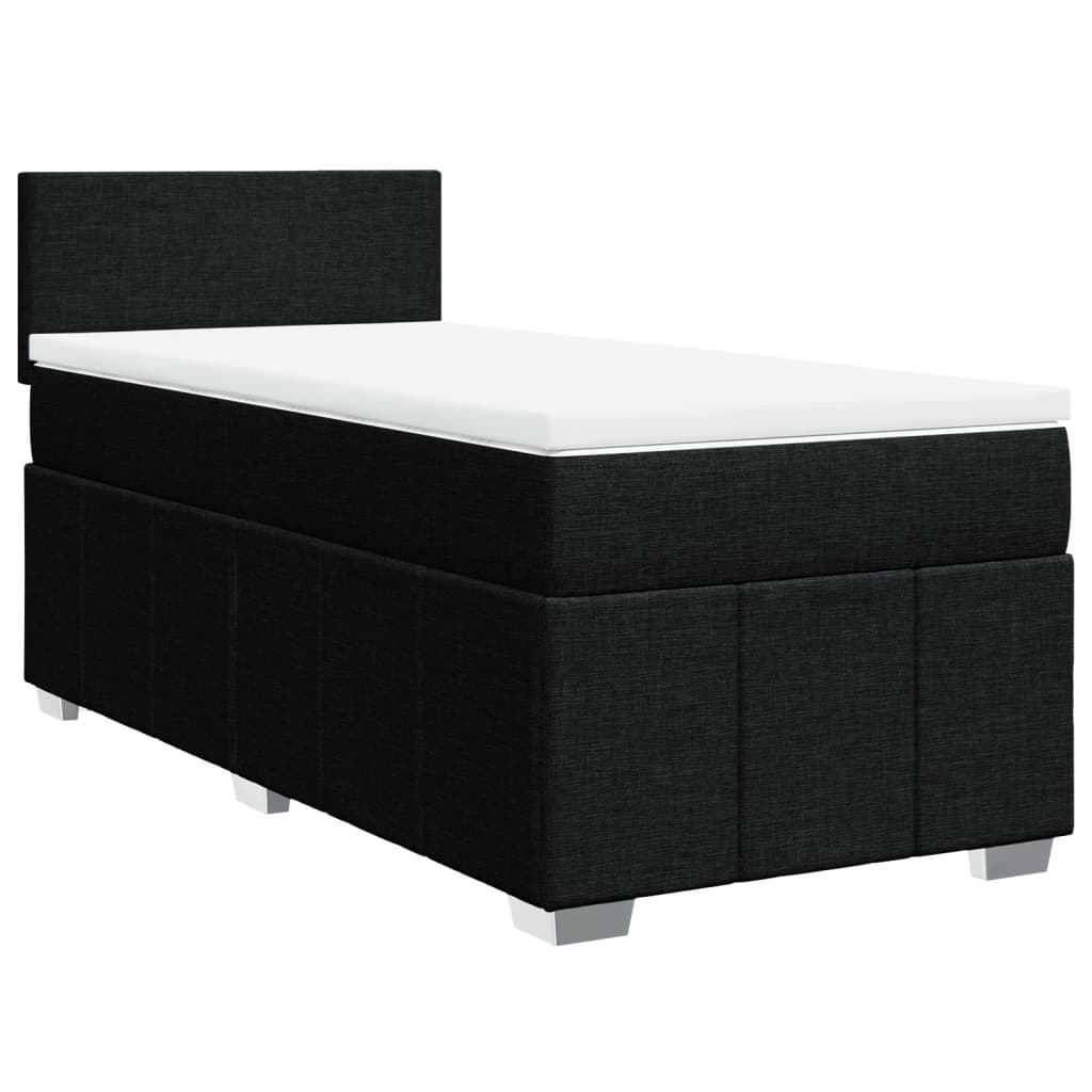 Κρεβάτι Boxspring με Στρώμα Μαύρο 90x200 εκ. Υφασμάτινο - Pakobazaar