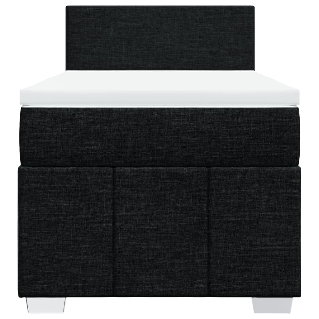 Κρεβάτι Boxspring με Στρώμα Μαύρο 90x200 εκ. Υφασμάτινο - Pakobazaar