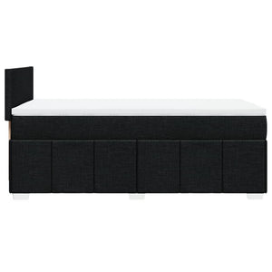 Κρεβάτι Boxspring με Στρώμα Μαύρο 90x200 εκ. Υφασμάτινο - Pakobazaar