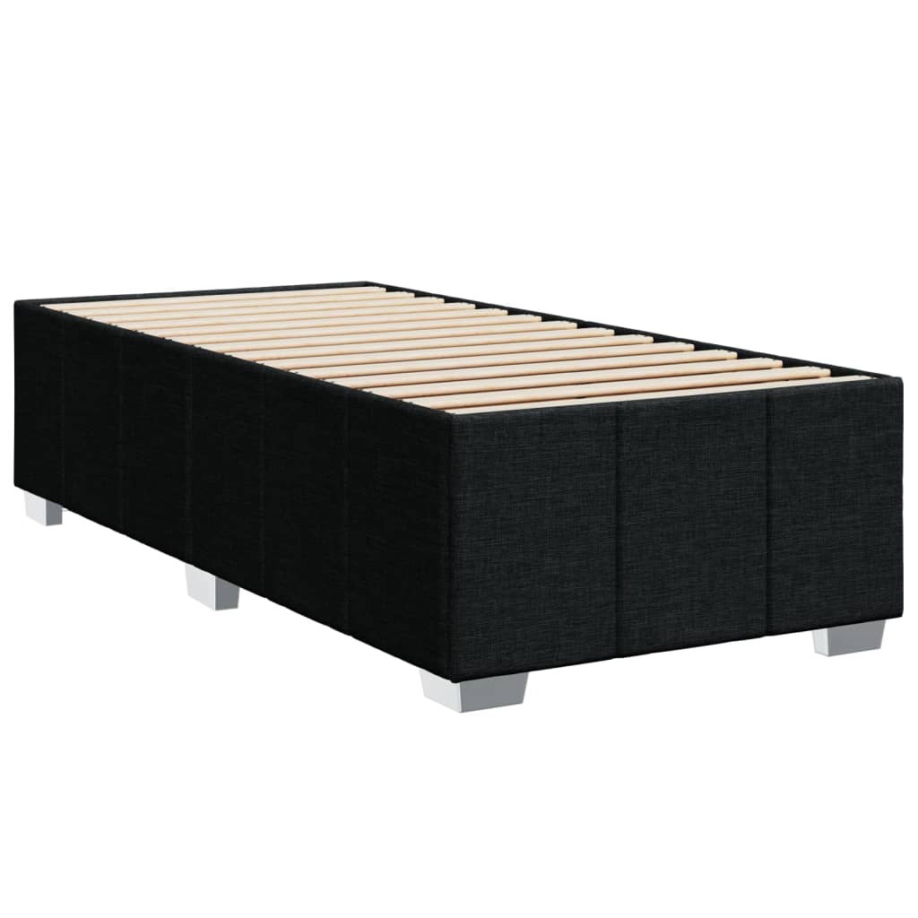 Κρεβάτι Boxspring με Στρώμα Μαύρο 90x200 εκ. Υφασμάτινο - Pakobazaar