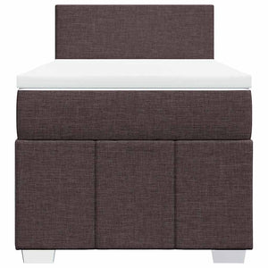Κρεβάτι Boxspring με Στρώμα Σκούρο Καφέ 90x200 εκ. Υφασμάτινο - Pakobazaar