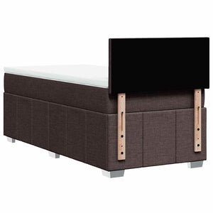 Κρεβάτι Boxspring με Στρώμα Σκούρο Καφέ 90x200 εκ. Υφασμάτινο - Pakobazaar