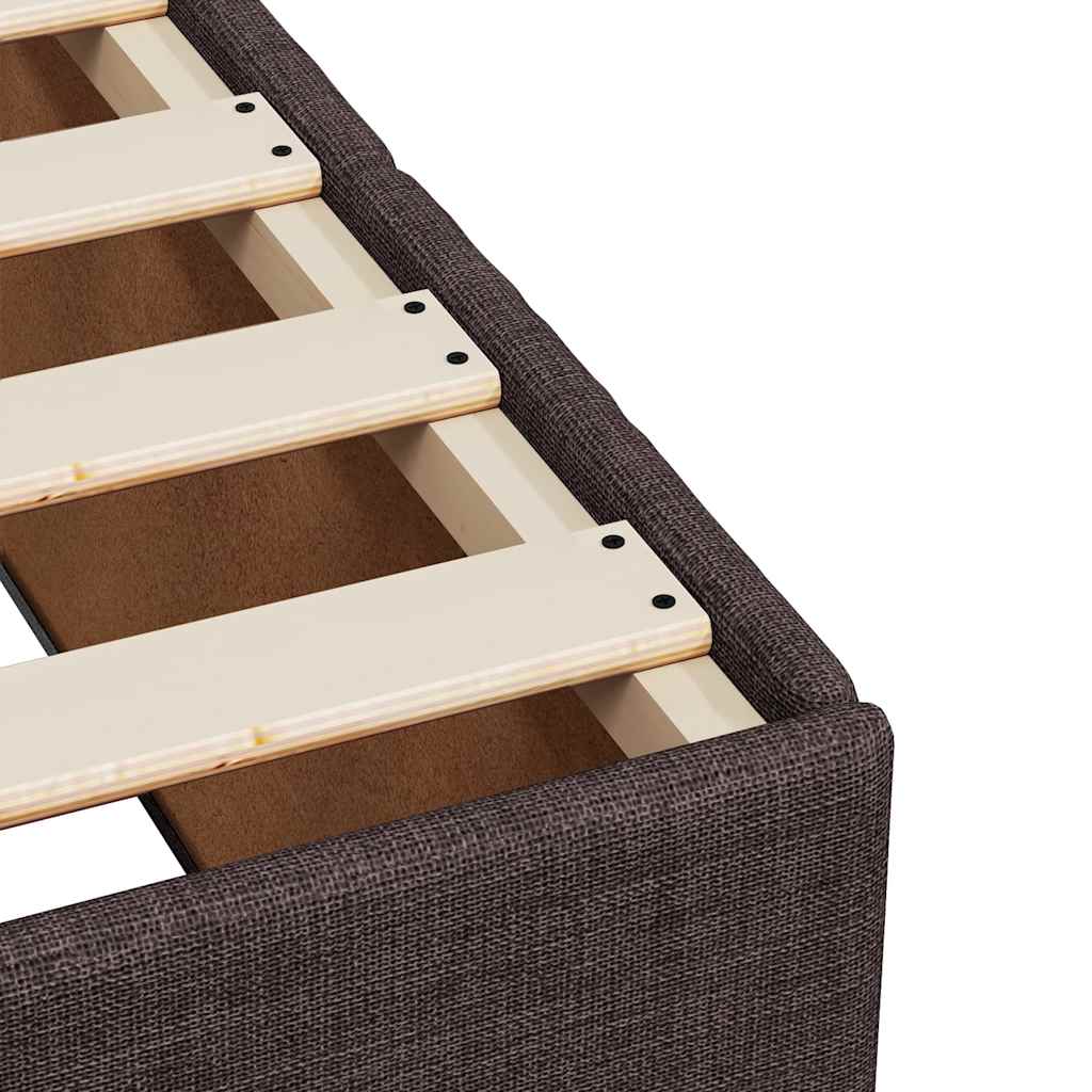 Κρεβάτι Boxspring με Στρώμα Σκούρο Καφέ 90x200 εκ. Υφασμάτινο - Pakobazaar