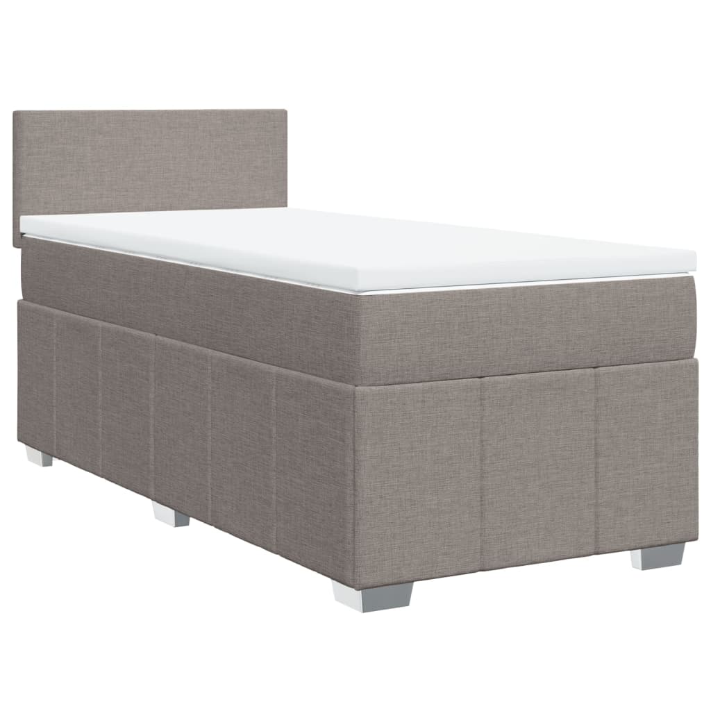 Κρεβάτι Boxspring με Στρώμα Taupe 90x200 εκ. Υφασμάτινο