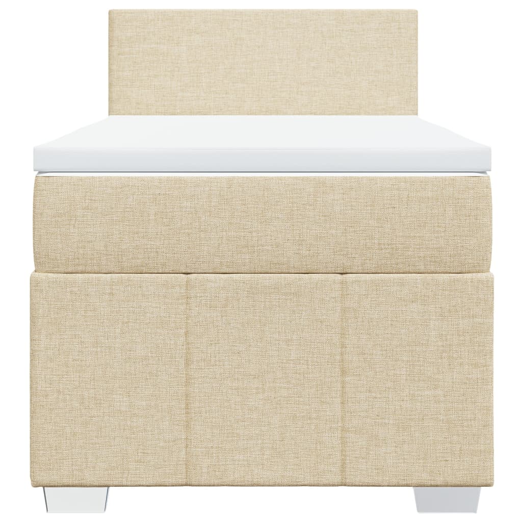 Κρεβάτι Boxspring με Στρώμα Κρεμ 90x200 εκ.Υφασμάτινο - Pakobazaar