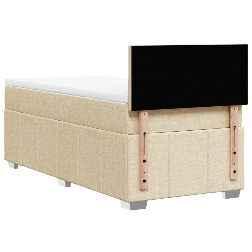 Κρεβάτι Boxspring με Στρώμα Κρεμ 90x200 εκ.Υφασμάτινο - Pakobazaar