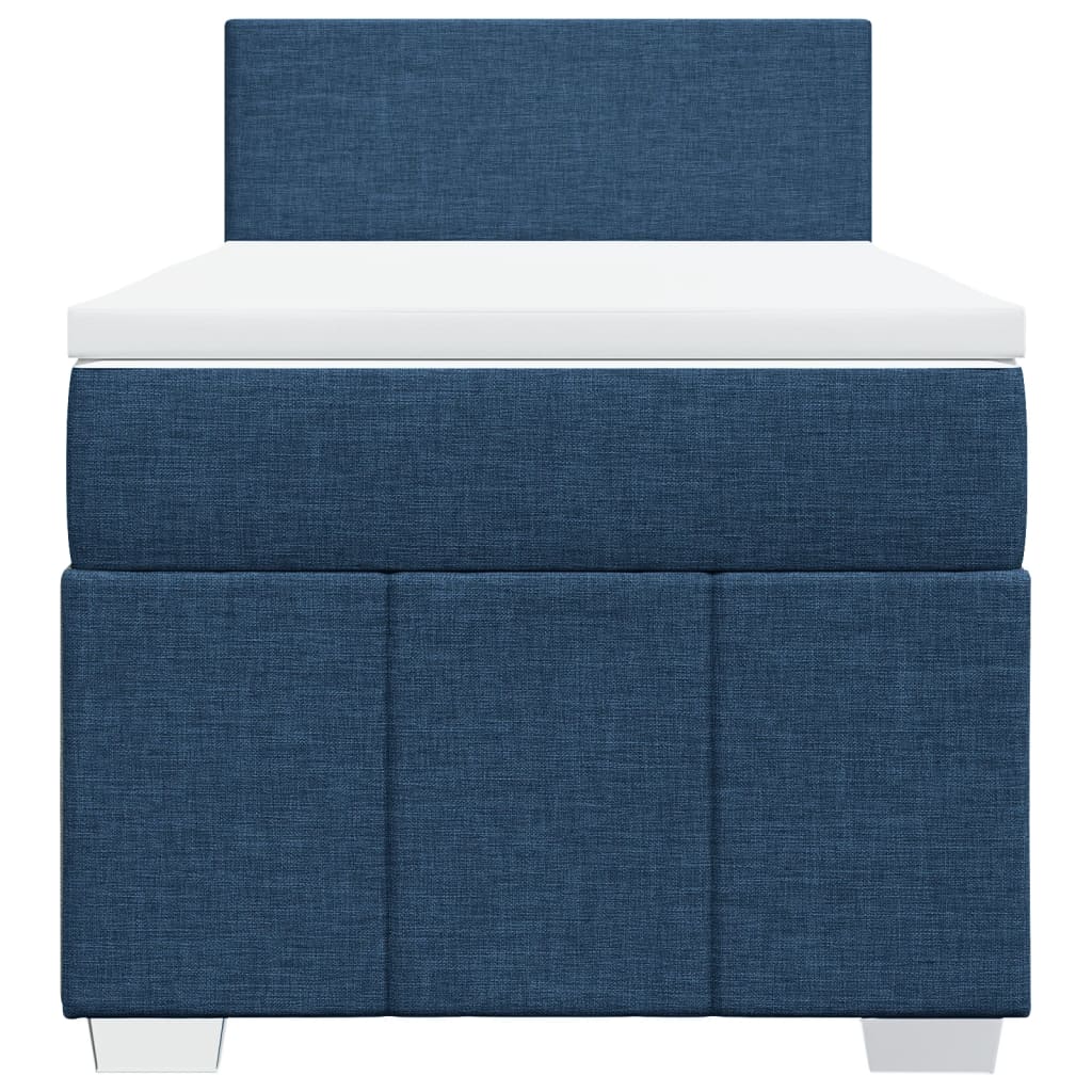 Κρεβάτι Boxspring με Στρώμα Μπλε 90x200 εκ.Υφασμάτινο - Pakobazaar