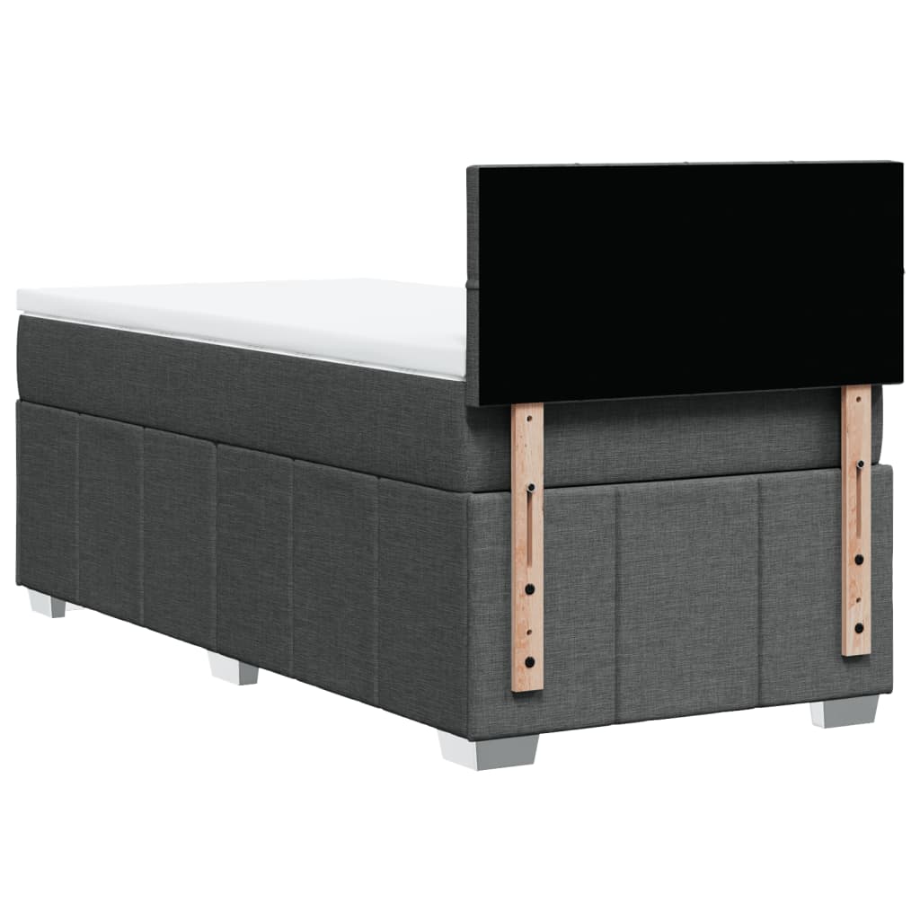 Κρεβάτι Boxspring με Στρώμα Σκούρο Γκρι 90x200 εκ. Υφασμάτινο - Pakobazaar