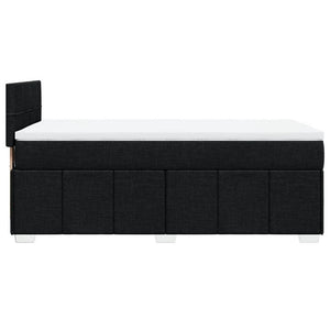 Κρεβάτι Boxspring με Στρώμα Μαύρο 90x200 εκ. Υφασμάτινο - Pakobazaar