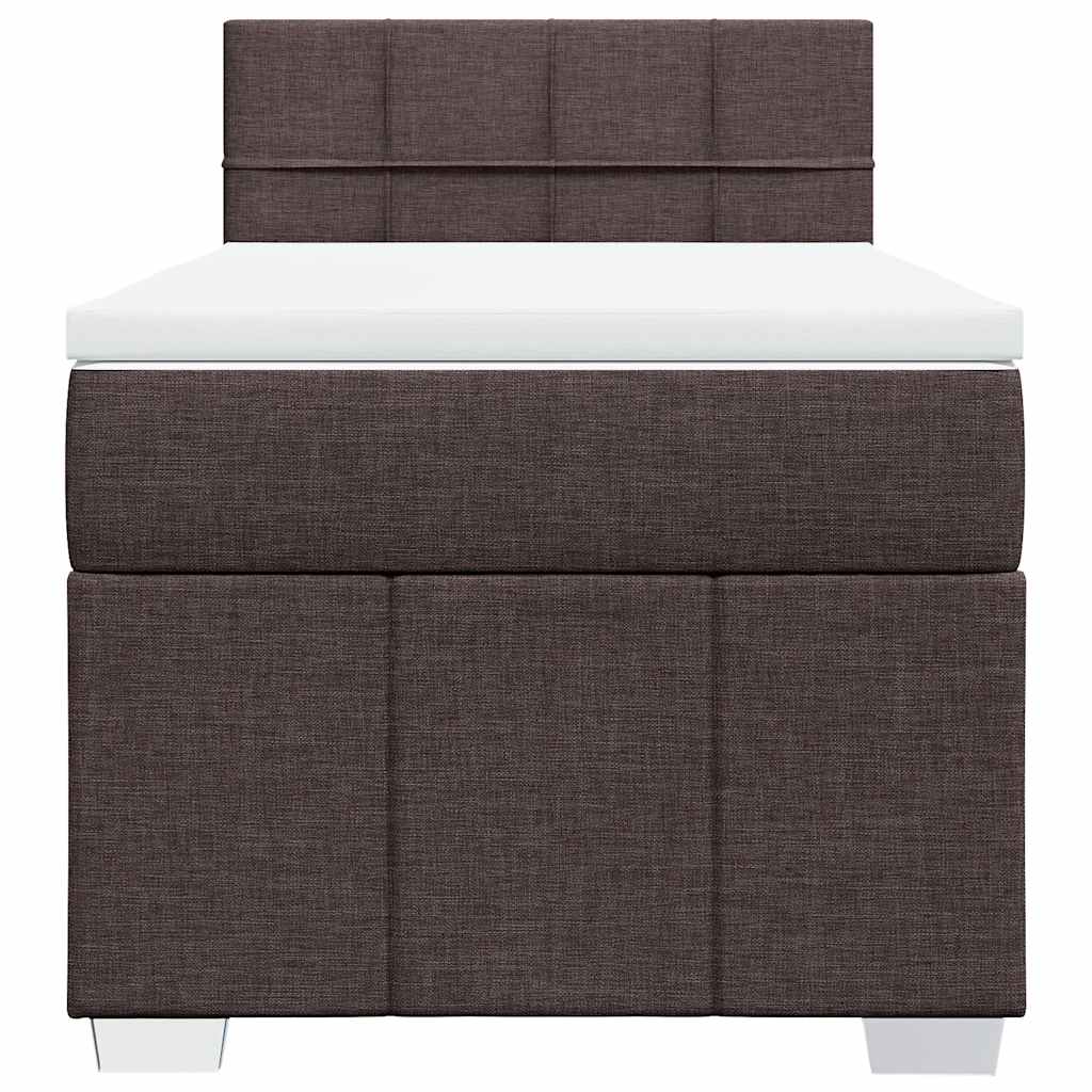 Κρεβάτι Boxspring με Στρώμα Σκούρο Καφέ 90x200 εκ. Υφασμάτινο - Pakobazaar
