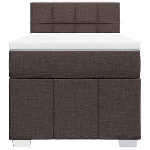 Κρεβάτι Boxspring με Στρώμα Σκούρο Καφέ 90x200 εκ. Υφασμάτινο - Pakobazaar