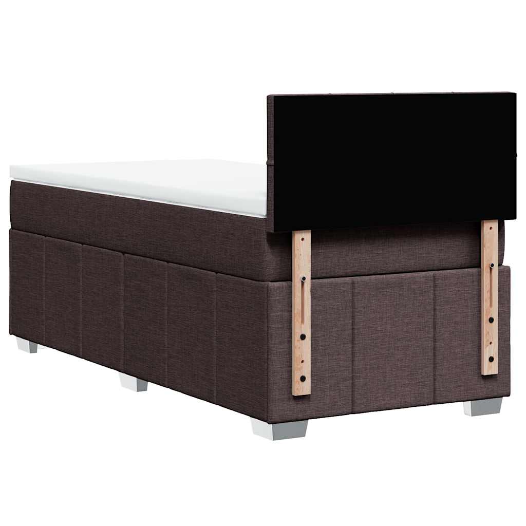 Κρεβάτι Boxspring με Στρώμα Σκούρο Καφέ 90x200 εκ. Υφασμάτινο - Pakobazaar