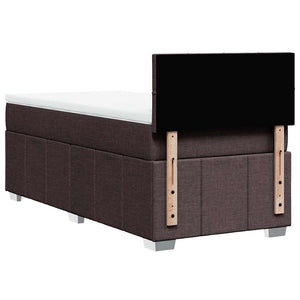 Κρεβάτι Boxspring με Στρώμα Σκούρο Καφέ 90x200 εκ. Υφασμάτινο - Pakobazaar