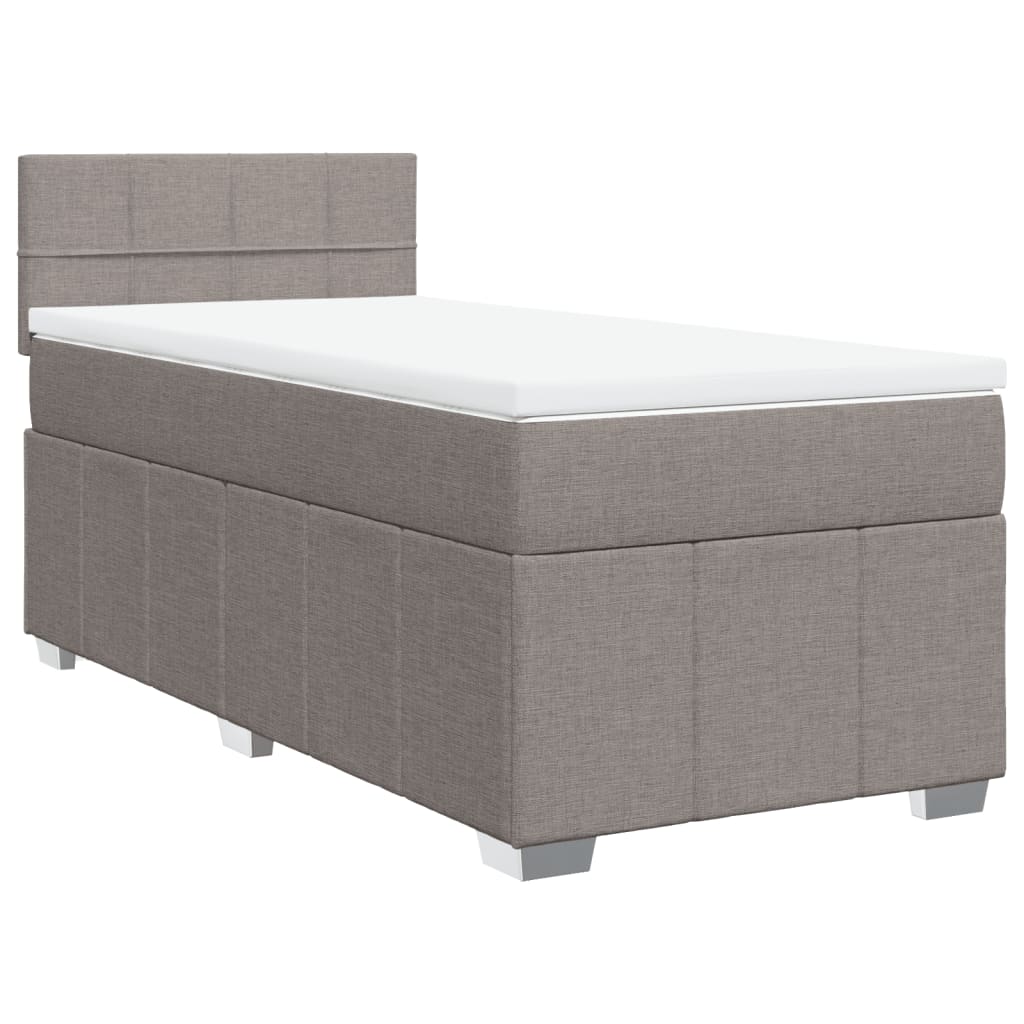 Κρεβάτι Boxspring με Στρώμα Taupe 90x200 εκ. Υφασμάτινο - Pakobazaar