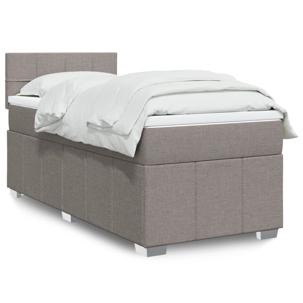 Κρεβάτι Boxspring με Στρώμα Taupe 90x200 εκ. Υφασμάτινο - Pakobazaar