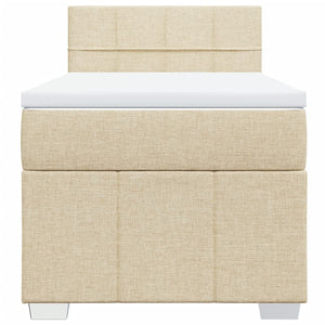 Κρεβάτι Boxspring με Στρώμα Κρεμ 90x200 εκ.Υφασμάτινο - Pakobazaar