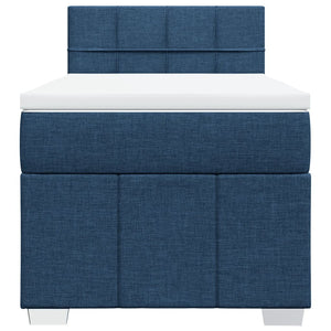 Κρεβάτι Boxspring με Στρώμα Μπλε 90x200 εκ.Υφασμάτινο - Pakobazaar