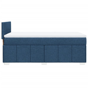 Κρεβάτι Boxspring με Στρώμα Μπλε 90x200 εκ.Υφασμάτινο - Pakobazaar