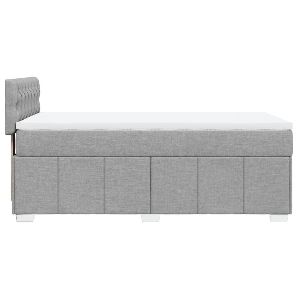 Κρεβάτι Boxspring με Στρώμα Ανοιχτό Γκρι 90x200 εκ. Υφασμάτινο - Pakobazaar