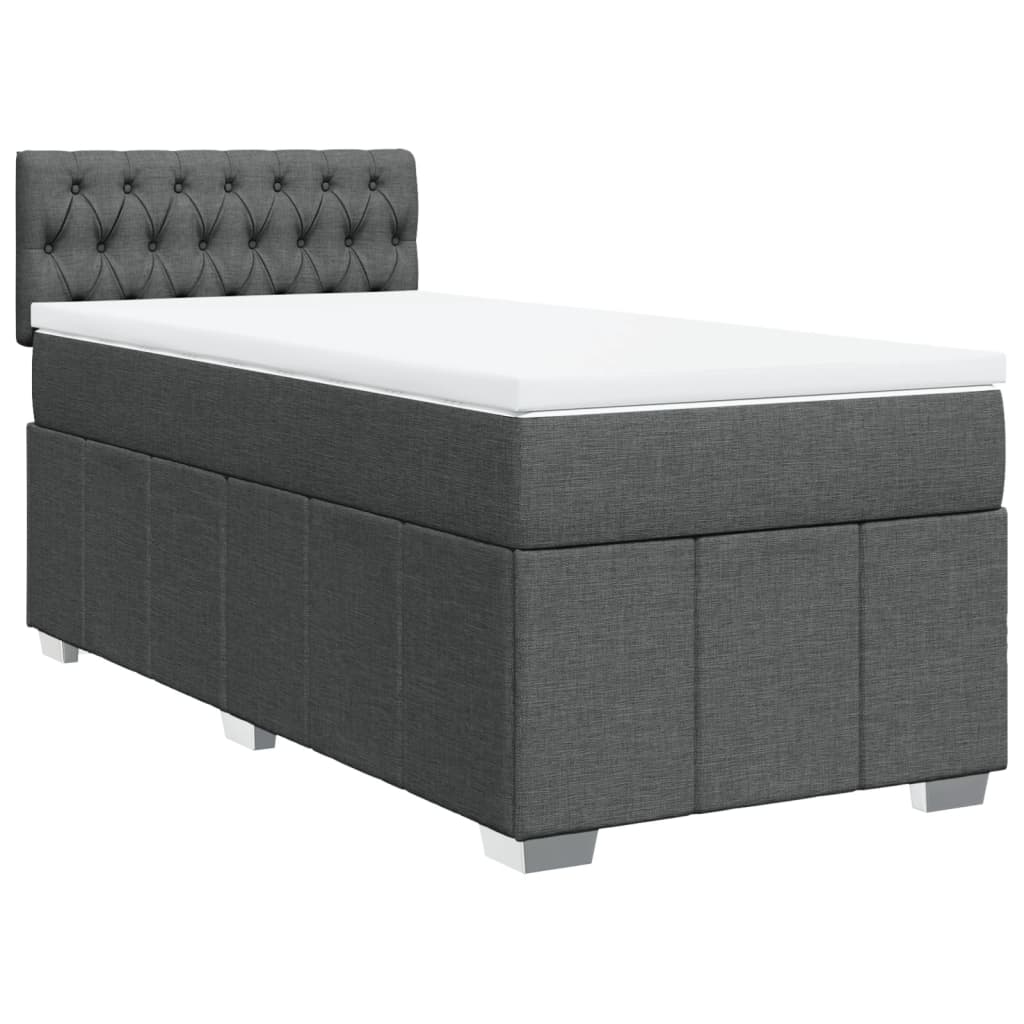 Κρεβάτι Boxspring με Στρώμα Σκούρο Γκρι 90x200 εκ. Υφασμάτινο - Pakobazaar