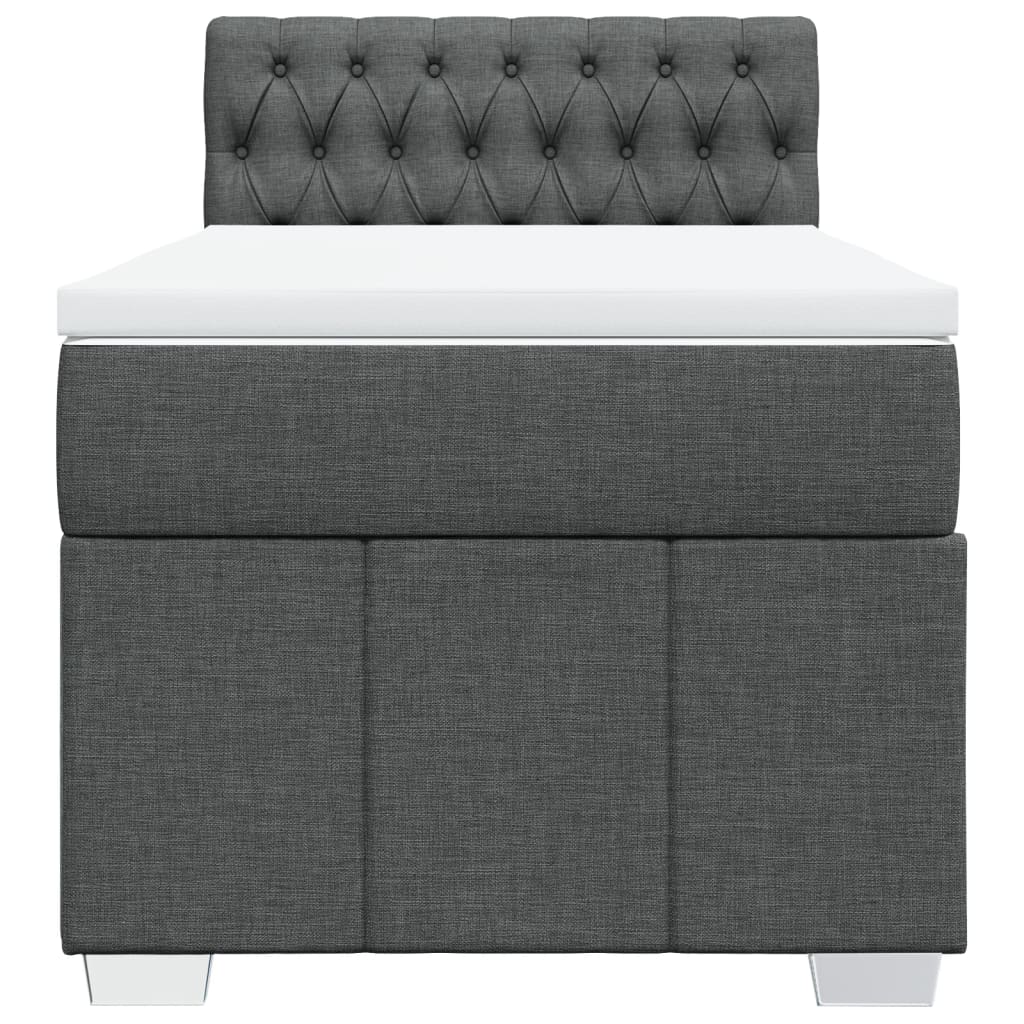 Κρεβάτι Boxspring με Στρώμα Σκούρο Γκρι 90x200 εκ. Υφασμάτινο - Pakobazaar
