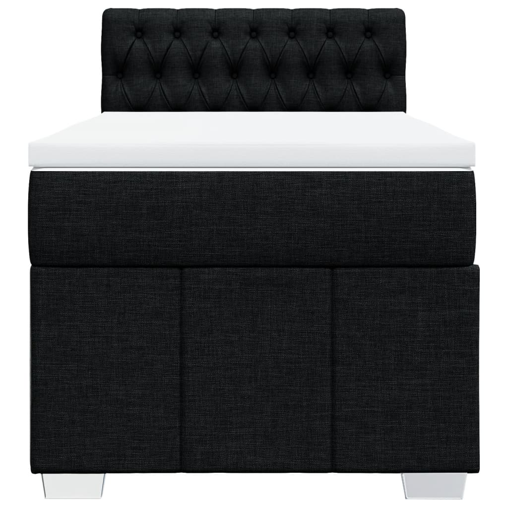 Κρεβάτι Boxspring με Στρώμα Μαύρο 90x200 εκ. Υφασμάτινο