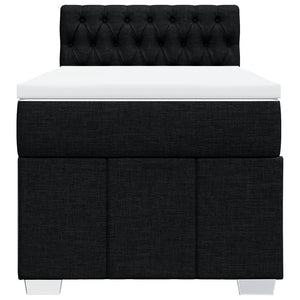 Κρεβάτι Boxspring με Στρώμα Μαύρο 90x200 εκ. Υφασμάτινο - Pakobazaar